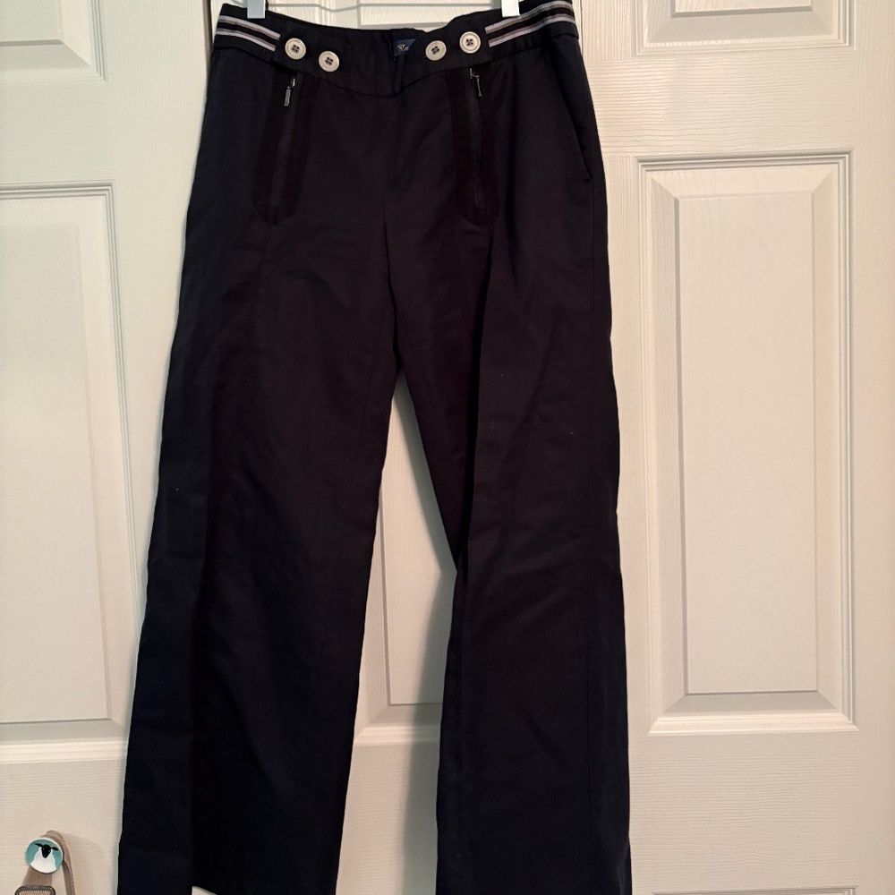 Cartonnier wide leg pant with double button and zip flap front closure